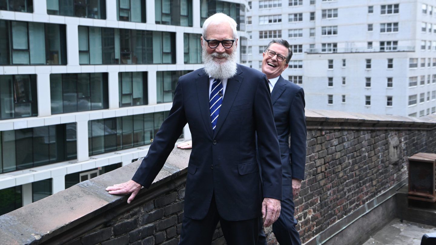 Colbert and Letterman Toss 'Late Show' Set Off Roof